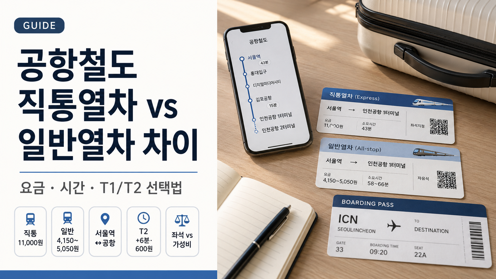 공항철도 AREX 직통 일반 비교